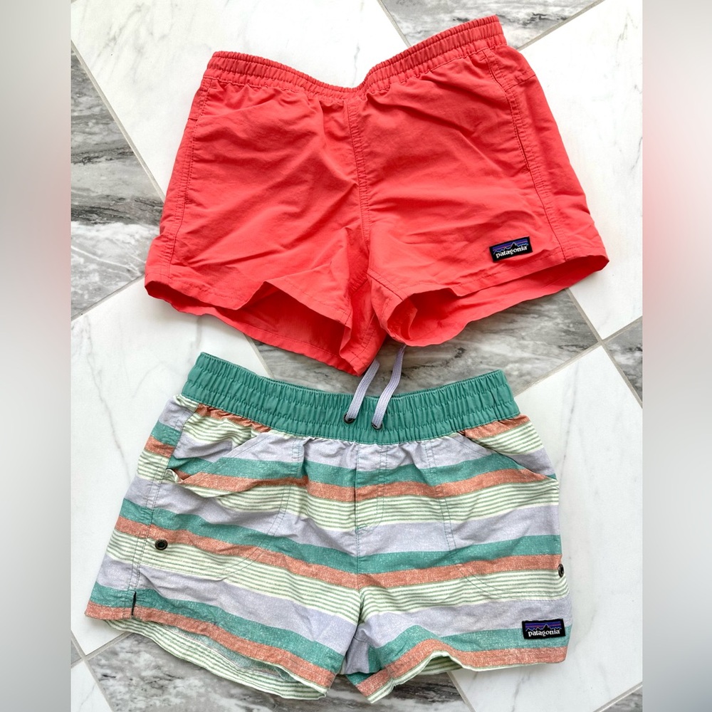 Patagonia Pink and Green Athletic Shorts Lightweight Quick-Dry. $15 for both.